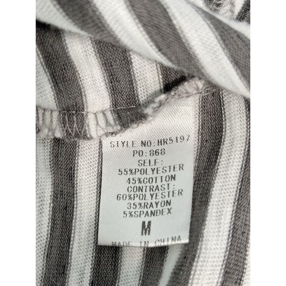 GiGiO Women's M Black White Striped Peasant Top Bell Sleeve Ruffle Boho Blouse - Picture 9 of 11